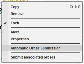 Activate / deactivate the Automatic Order Submission from the context menu